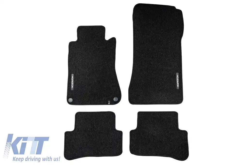 Mochete textile din seria Horizon de la Frogum potrivite pentru Mercedes C class W203 sedan, S203 estate 2000-2007, set de 4 bucăți, negru