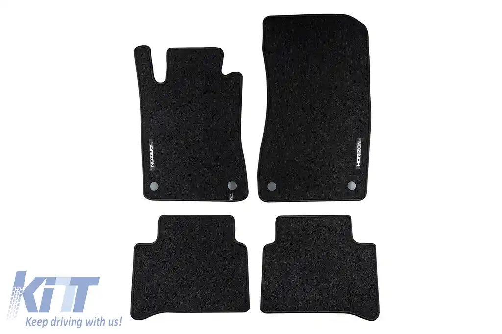 Mochete textile din seria Horizon de la Frogum potrivite pentru Mercedes E class W211 sedan, S211 estate 2002-2009, set de 4 bucăți, negru