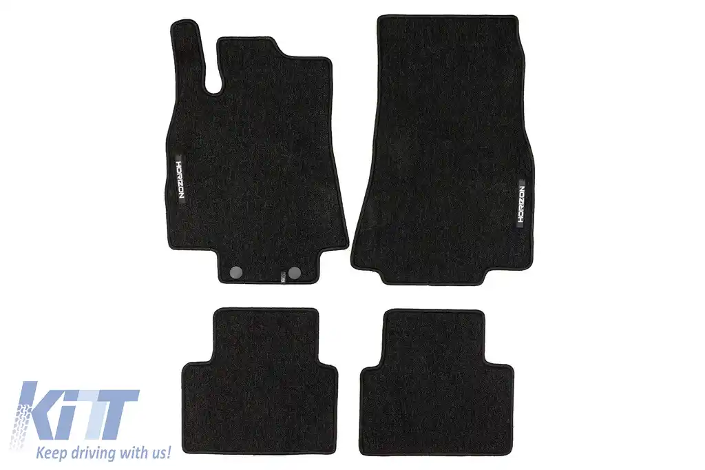 Mochete textile din seria Horizon de la Frogum potrivite pentru Mercedes A class W169 2004-2011, set de 4 bucăți, negru