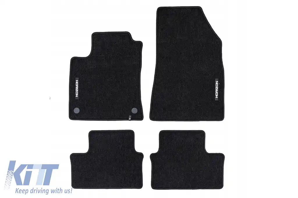 Mochete textile din seria Horizon de la Frogum potrivite pentru Renault Clio E-Tech V, Clio V după 2019, set de 4 bucăți, negru