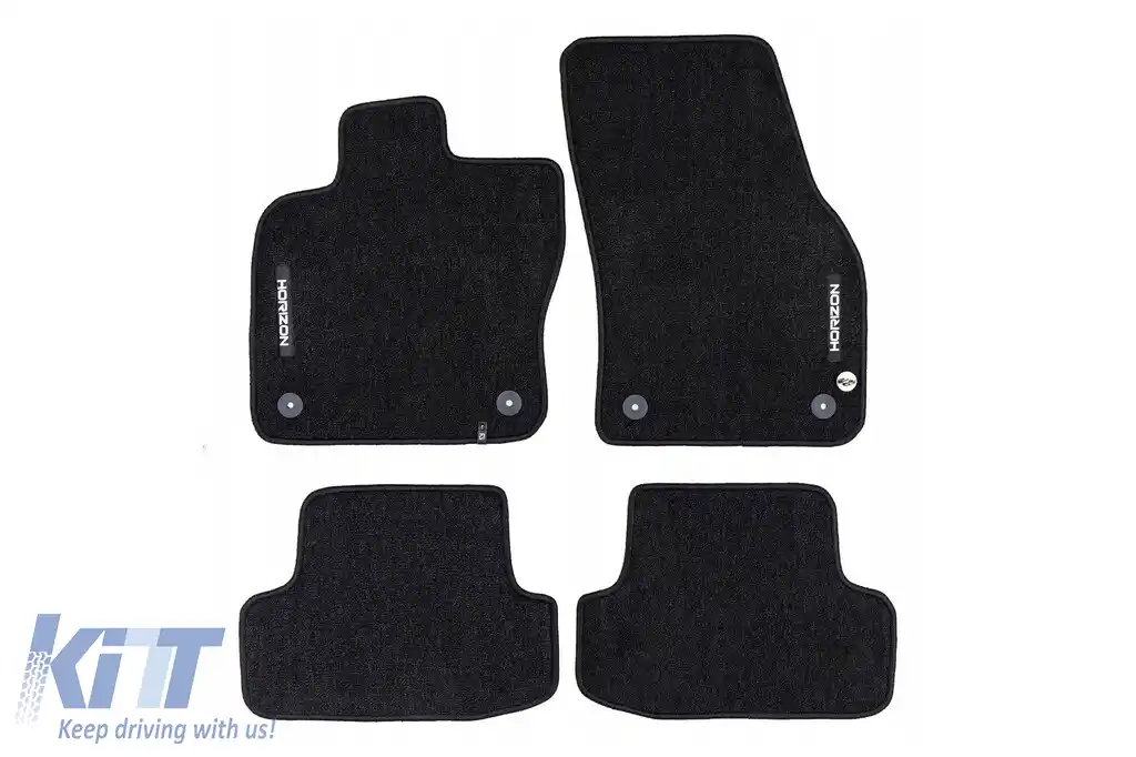 Mochete textile din seria Horizon de la Frogum potrivite pentru Volkswagen T-Roc, Skoda Karoq, Seat Ateca după 2017, set de 4 bucăți, negru