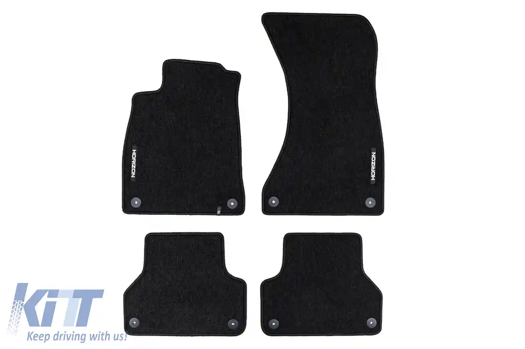Mochete textile din seria Horizon de la Frogum potrivite pentru Audi A4 B9 2015-2023, A5 Sportback F5 2016-2024 Liftback, set de 4 bucăți, negru