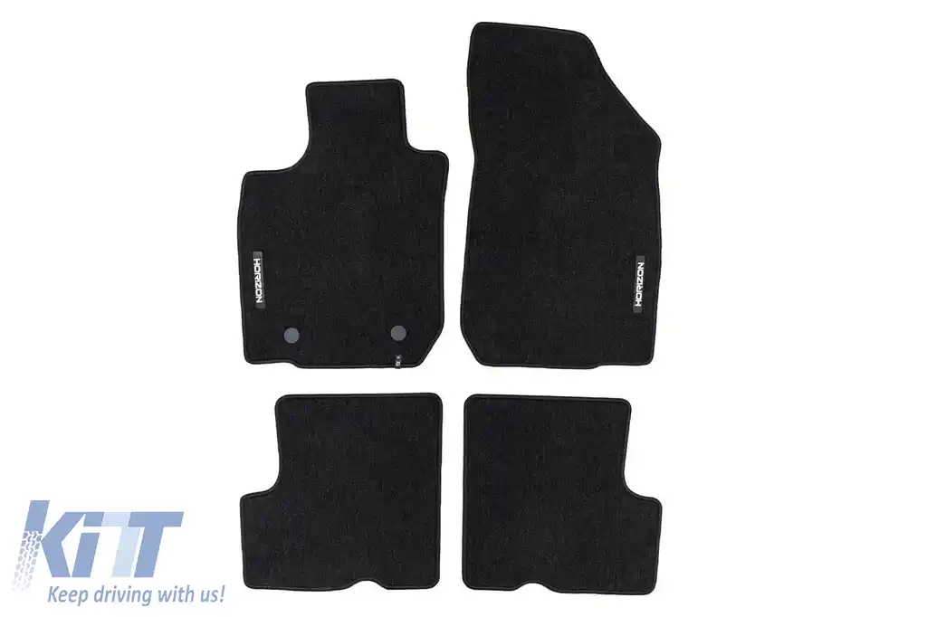Mochete textile din seria Horizon de la Frogum potrivite pentru Dacia Logan 2008-2014, Logan MCV 2006-2013, set de 4 bucăți, negru