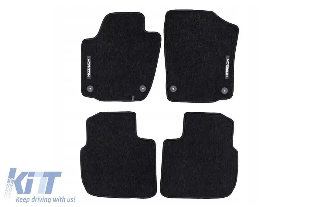 Mochete textile din seria Horizon de la Frogum potrivite pentru Skoda Rapid, Rapid Spaceback, Seat Toledo 2012-2019, set de 4 bucăți, negru
