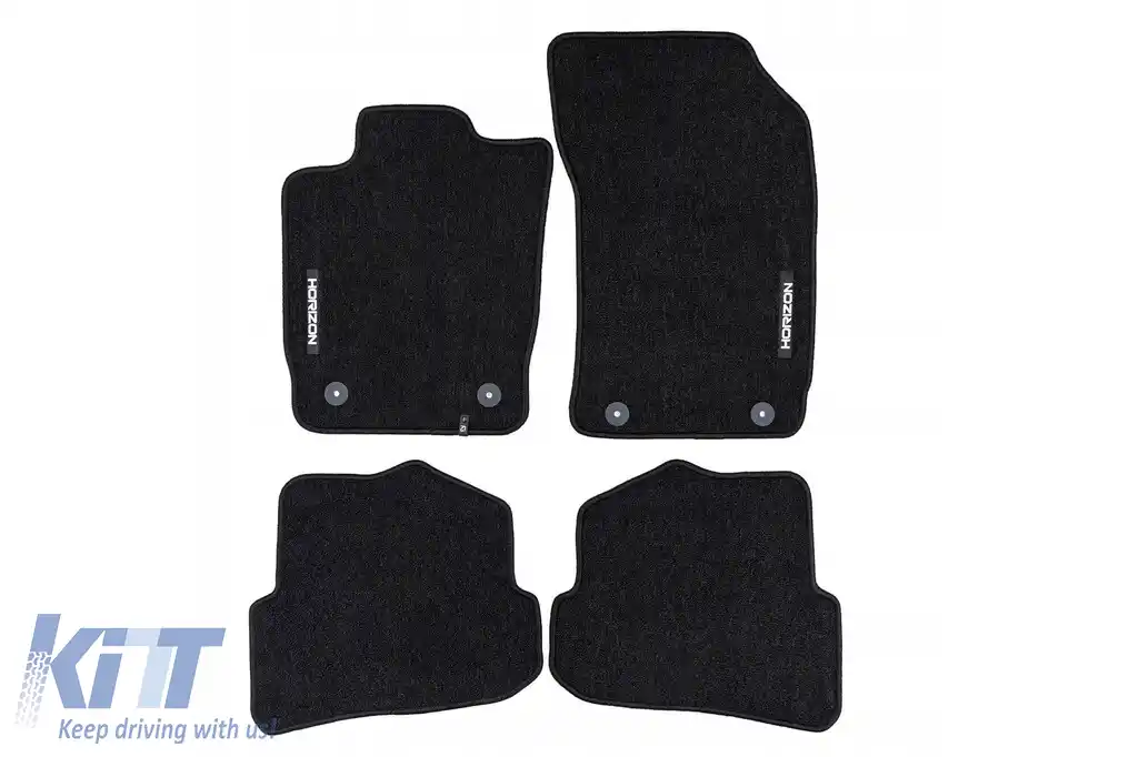 Mochete textile din seria Horizon de la Frogum potrivite pentru Audi A1 8X 2010-2018 hatchback cu 3 uși, A1 Sportback 8X 2012-2018 hatchback cu 5 uși, set de 4 piese, negru