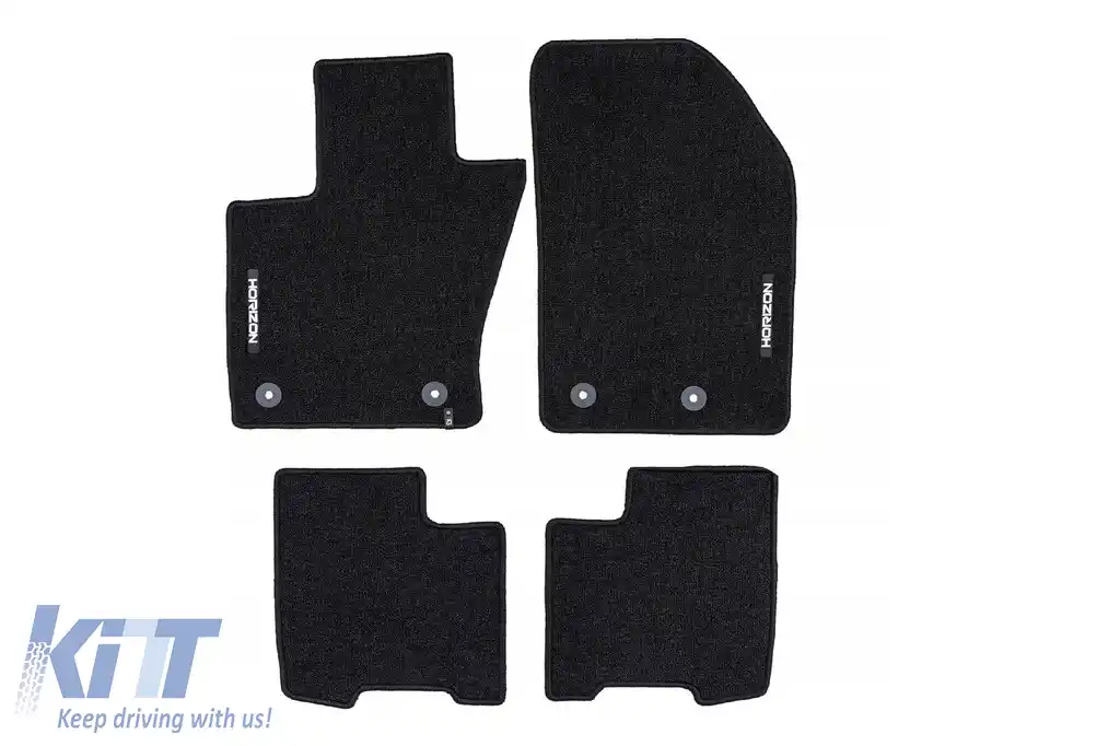 Mochete textile din seria Horizon de la Frogum potrivite pentru Fiat 500X 2018-2024, set de 4 bucăți, negru