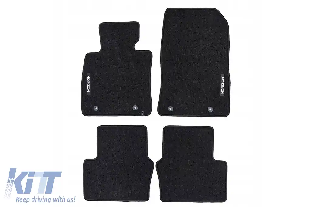 Mochete textile din seria Horizon de la Frogum potrivite pentru Mazda 2 după 2014, set de 4 bucăți, negru