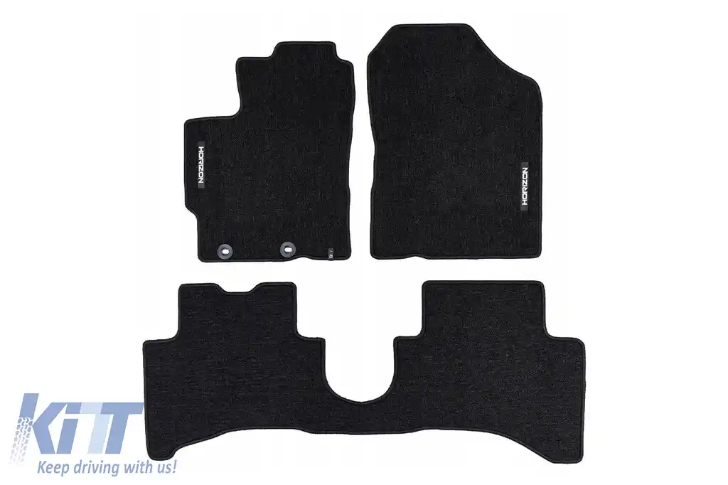 Mochete textile din seria Horizon de la Frogum potrivite pentru Toyota Yaris Hybrid 2011-2017, set de 3 bucăți, negru