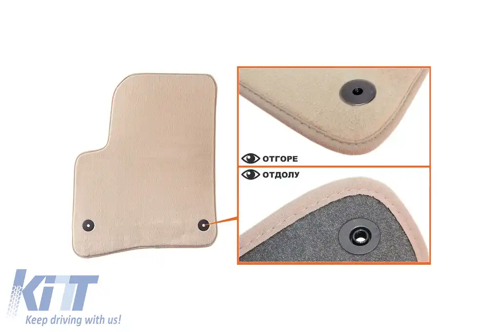 Mochete textile Petex Comet seria potrivite pentru Volkswagen Touareg 2002-2010, set de 4 bucăți, bej cu găuri de fixare rotunde-image-6241364