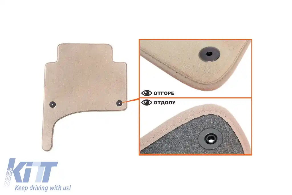 Mochete textile Petex Comet seria potrivite pentru Volkswagen Touareg 2002-2010, set de 4 bucăți, bej cu găuri de fixare rotunde-image-6241366