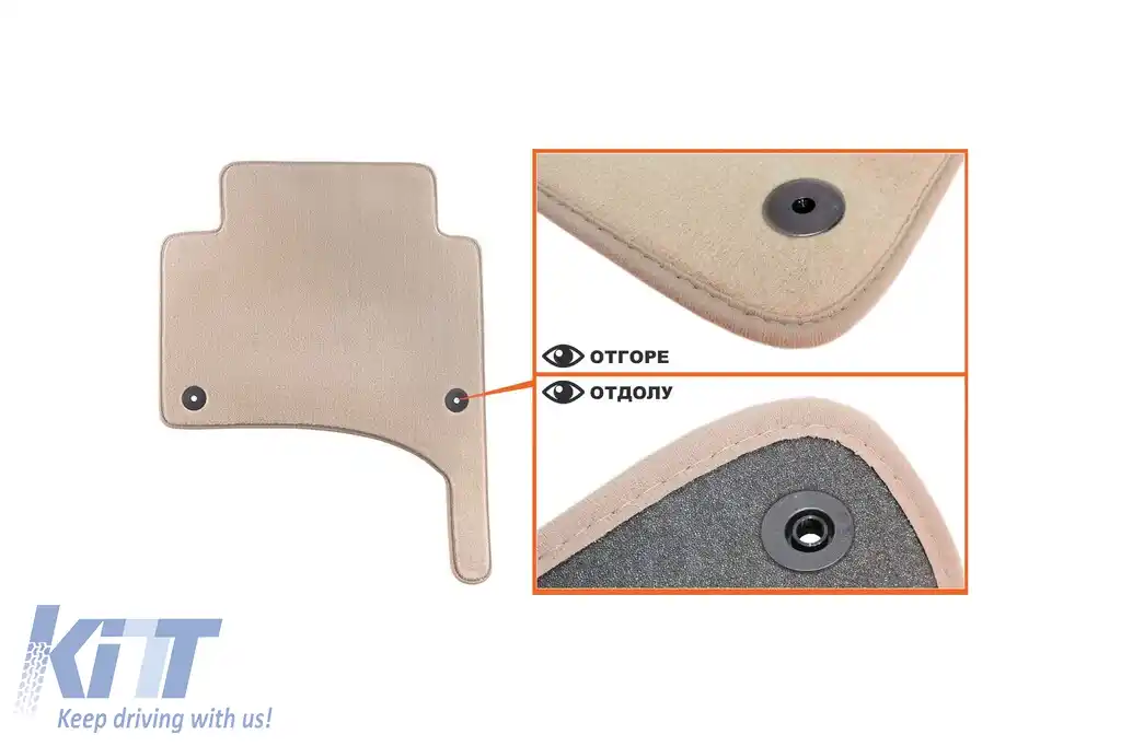 Mochete textile Petex Comet seria potrivite pentru Volkswagen Touareg 2002-2010, set de 4 bucăți, bej cu găuri de fixare rotunde-image-6241367