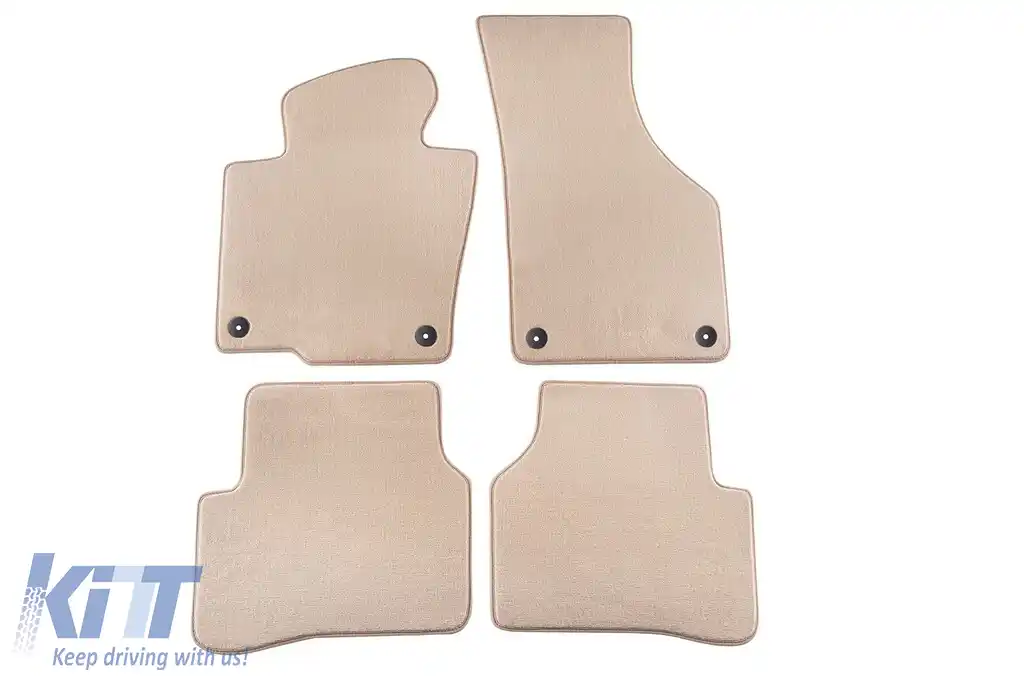 Mochete textile Petex Comet seria potrivite pentru Volkswagen Passat sedan, estate 2005-2014, Volkswagen Passat CC 2012-2016, set de 4 bucăți, bej cu găuri de fixare rotunde