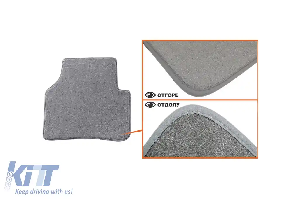 Mochete textile Petex Comet seria potrivite pentru Volkswagen Passat sedan, break 2005-2014, Volkswagen Passat CC 2012-2016, set de 4 piese, gri cu găuri de fixare rotunde-image-6241377