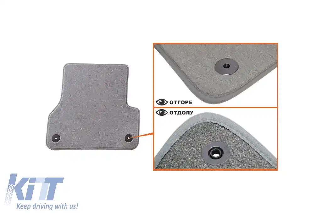 Mochete textile Petex Comet seria potrivite pentru Audi A6 sedan, estate, Allroad, Audi A7 2010-2018, set de 4 bucăți, gri-image-6241392