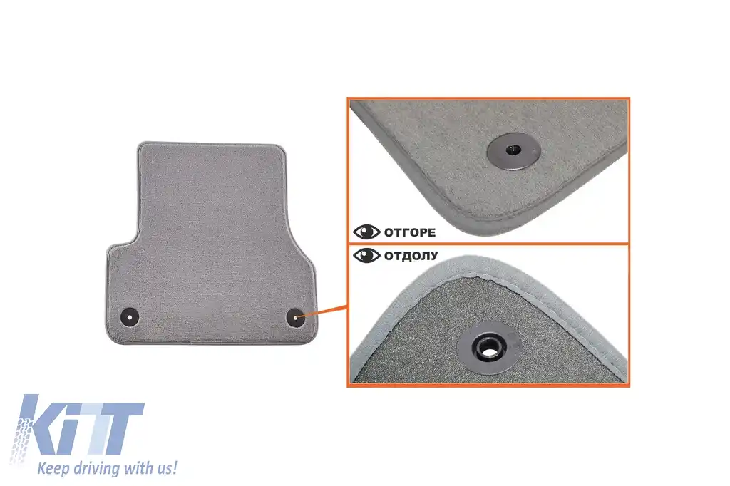 Mochete textile Petex Comet seria potrivite pentru Audi A6 sedan, estate, Allroad, Audi A7 2010-2018, set de 4 bucăți, gri-image-6241393