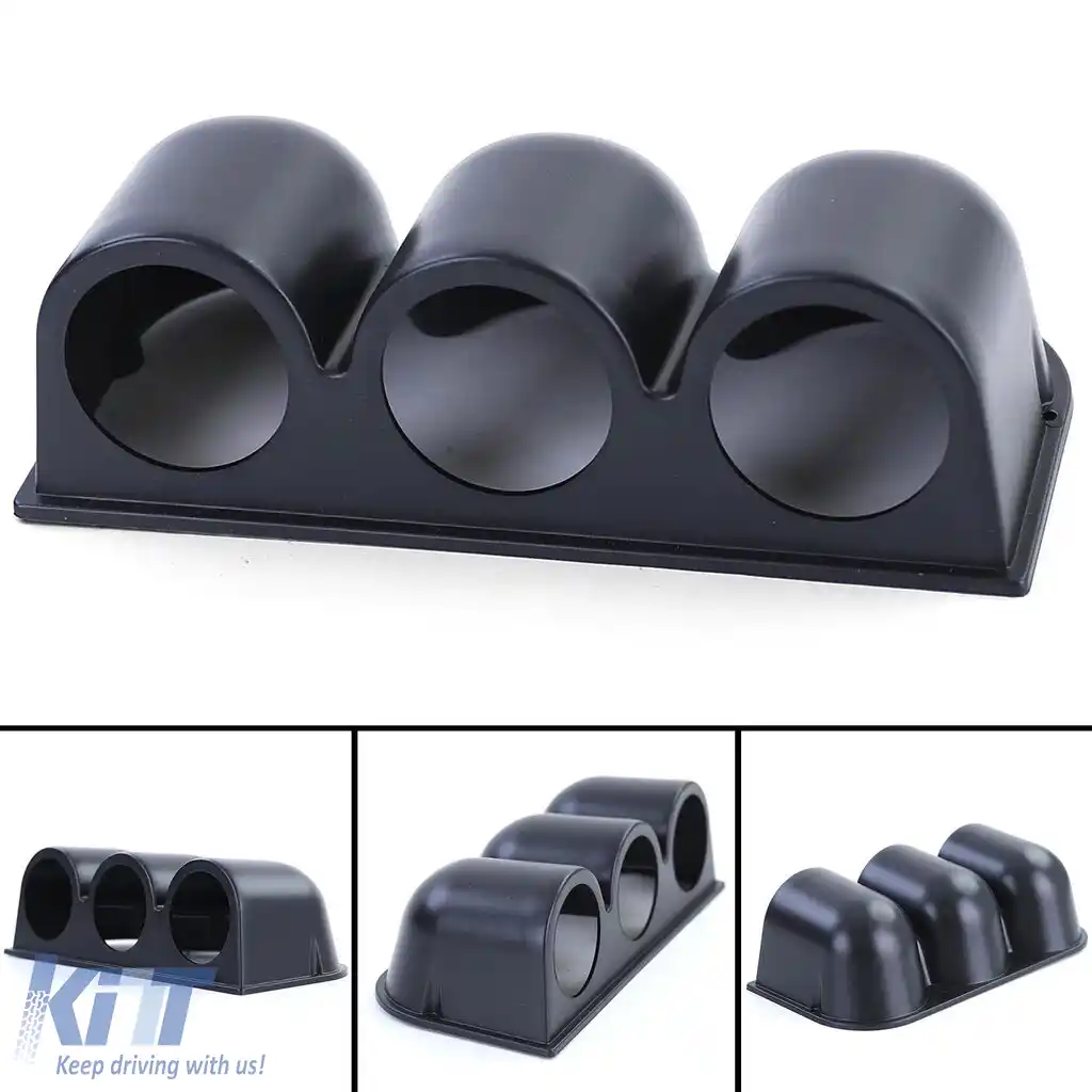 Montaj pentru tabloul de bord pentru 3 manometre suplimentare de 52mm, negru mat