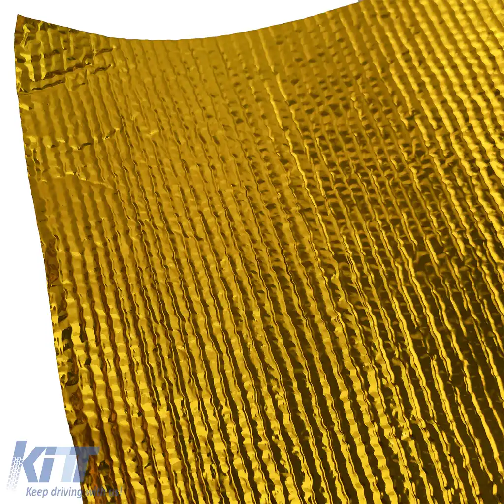 Mătase de protecție termică pentru evacuare, autoadezivă, din aluminiu și ceramică, aurie, 1,5mm, 50cmx100cm, 500°C-image-6191110