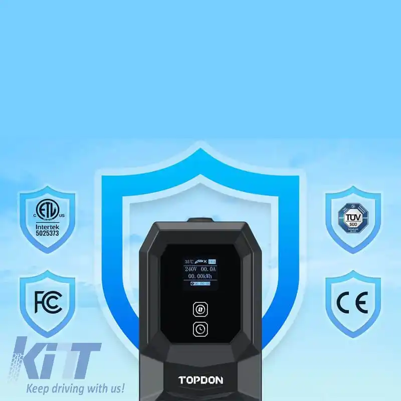 Încărcător electric pentru mașini, monofazat, cu 7 pini, 16A, 3.7 kW, 5 metri, Tip 2, Topdon PulseQ AC portabil-image-6315450