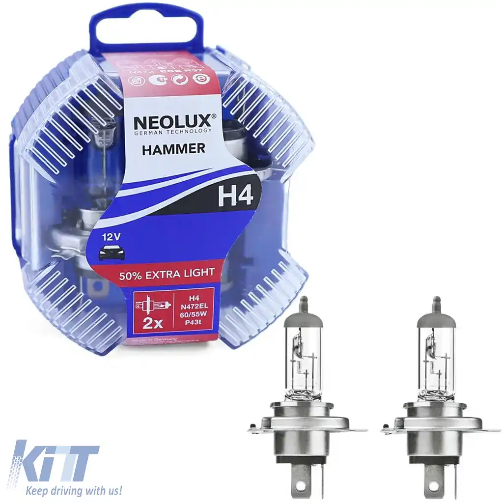 NEOLUX de Osram - Becuri Halogen H4 Extra Light +50% 60/55W 12V 2 bucăți