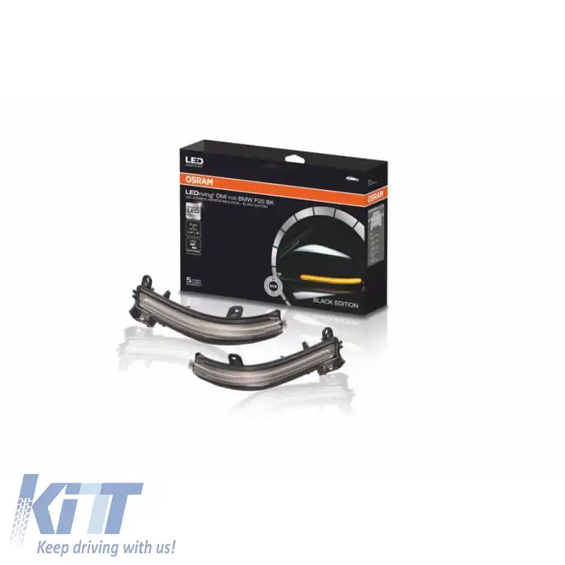 Oglindă LED potrivită pentru BMW 1, 2, 3, 4, M4, X1, i3 Osram Dinamic Negru/Smokey 2 Bucăți-image-6293384