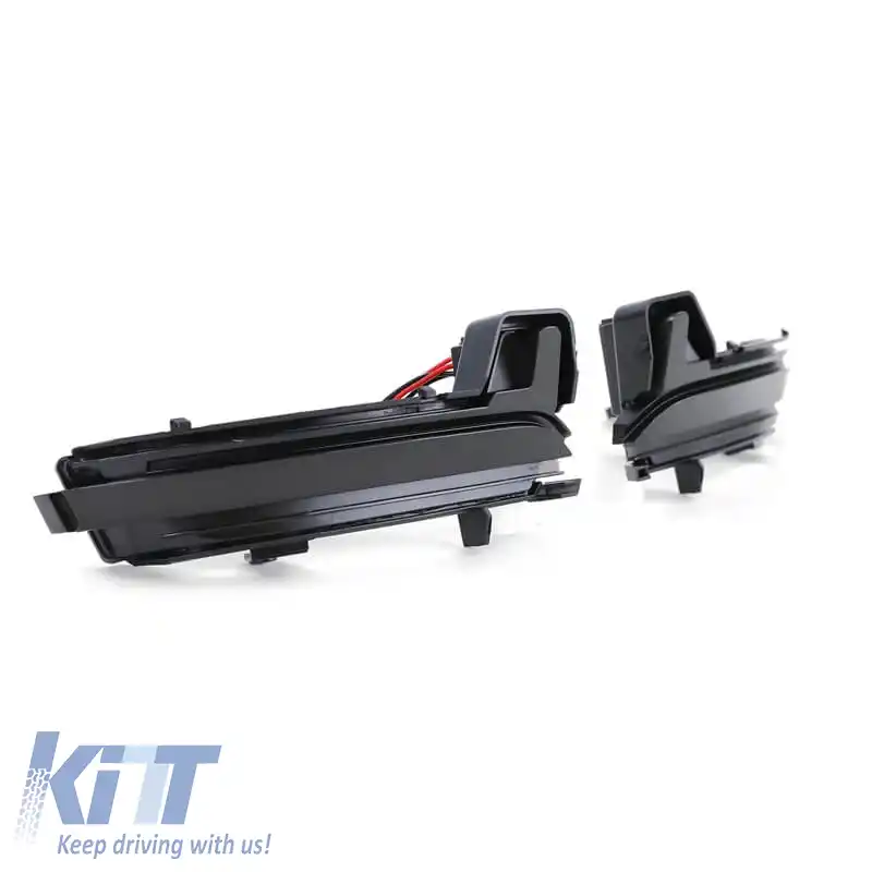 Oglindă Led potrivită pentru Skoda Kodiaq 16+ / Karoq 17+ Negru (Vehicule cu cameră de marșarier) Dinamic Canbus Fum 2 Buc.-image-6293349
