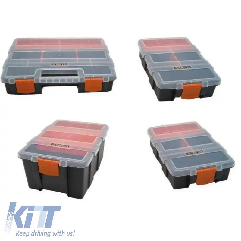 Organizatoare pentru compartimente de unelte Cutie ajustabilă și detașabilă Neagră 29x23x18cm Tactix 320020 Set 4 Pcs-image-6310181