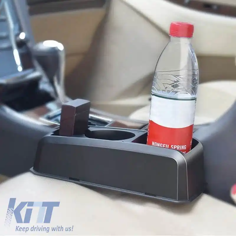 Organizer pentru spațiul dintre scaunele auto cu suport dublu pentru pahare Negru 22527-image-6296758