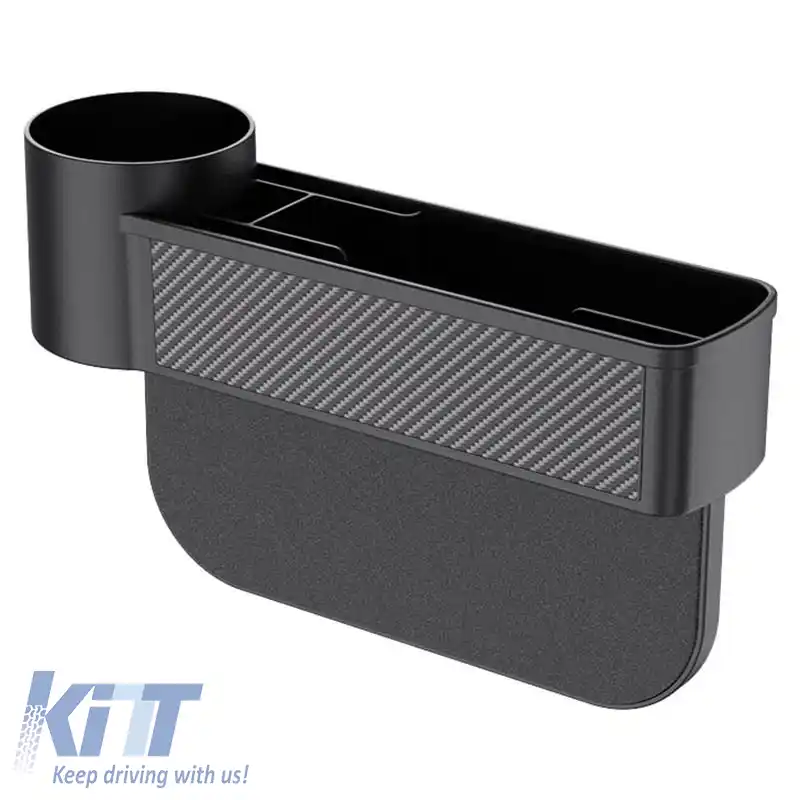 Organizer pentru spațiul dintre scaunele auto cu suport pentru pahar Negru/Carbon 22528-image-6296782