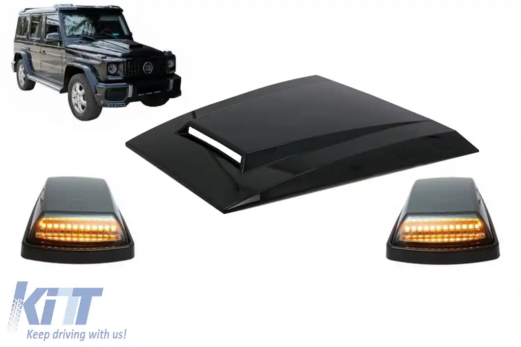Ornament Capota cu Lampi Semnalizare LED compatibil cu Mercedes G-Class W463 (1989-up) Negru