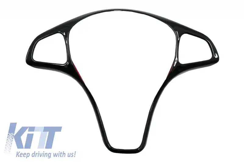 Ornament Volan compatibil cu Mercedes C Class W205 S205 (2014-2017) E-Class W213 (2016-2017) GLC-Class X253 (2016-2017) Negru Lucios