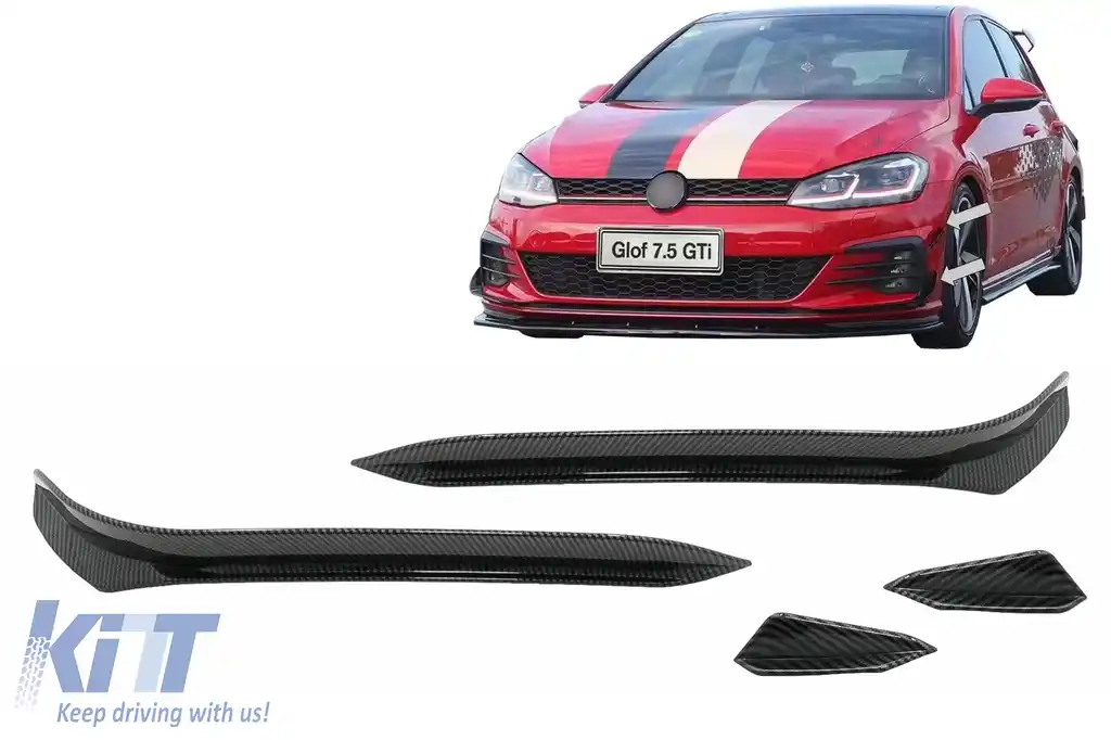 Ornamente bara fata flapsuri compatibil cu VW Golf 7.5 GTI 5G Hatchback (2017-2020) Carbon Look