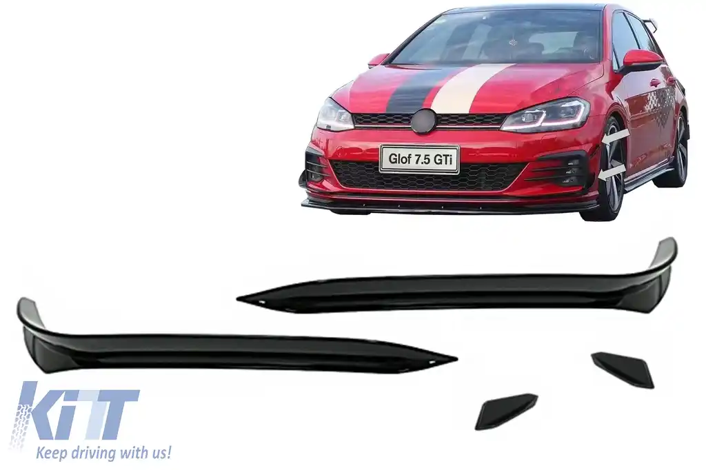 Ornamente bara fata flapsuri compatibil cu VW Golf 7.5 GTI 5G Hatchback (2017-2020) Negru Lucios