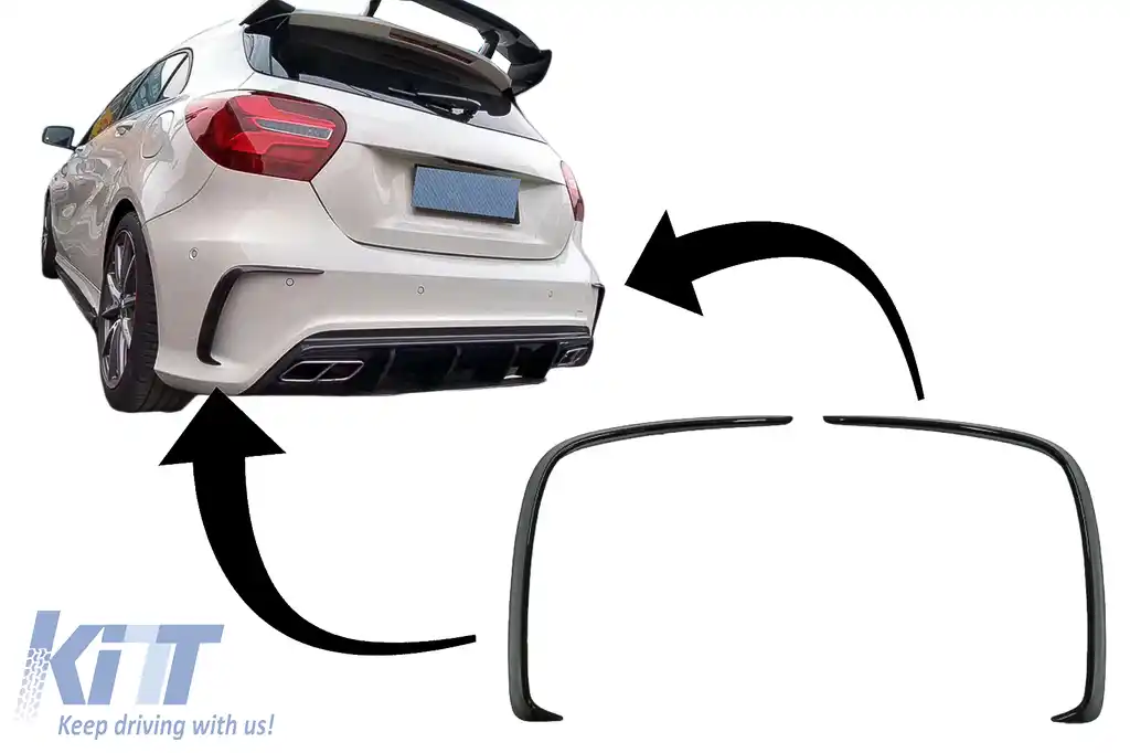 Ornamente Bara Spate Flapsuri compatibil cu Mercedes A-Class W176 (2012-2018) Negru Lucios