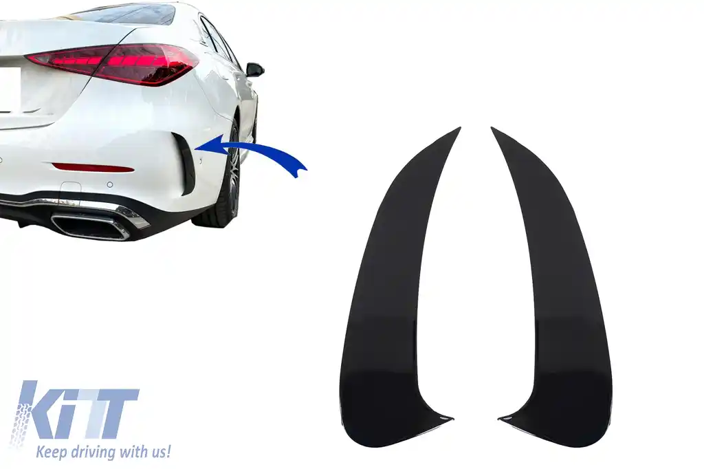 Ornamente bara spate flapsuri compatibil cu Mercedes C Class W206 Sport Line (2021-Up) Negru Lucios