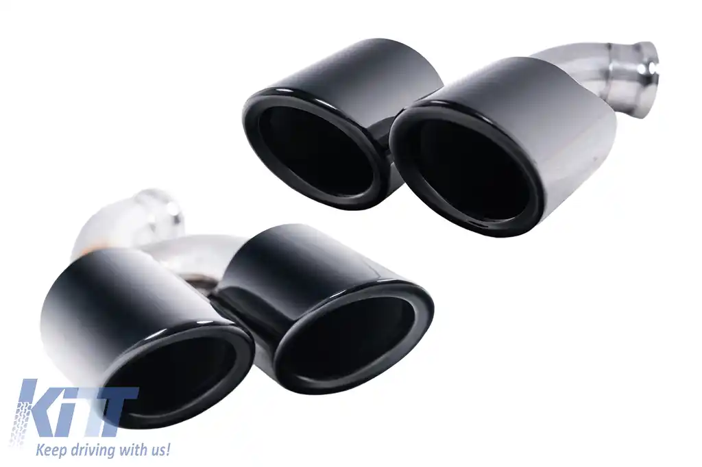 Ornamente Evacuare compatibil cu Porsche Cayenne 92A Facelift (10/2014-2017) GTS Design Negru Lucios