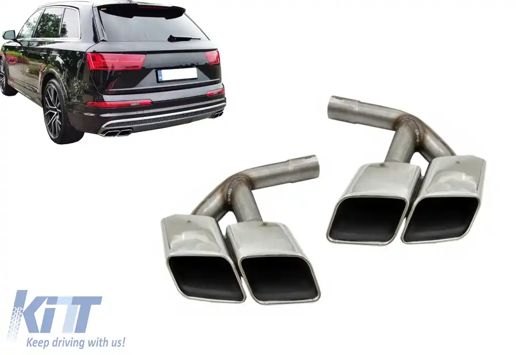Ornamente toba compatibil cu Audi Q7 4M (2015-2019) SQ7 Design Chrome doar pentru Benzina-image-6101438