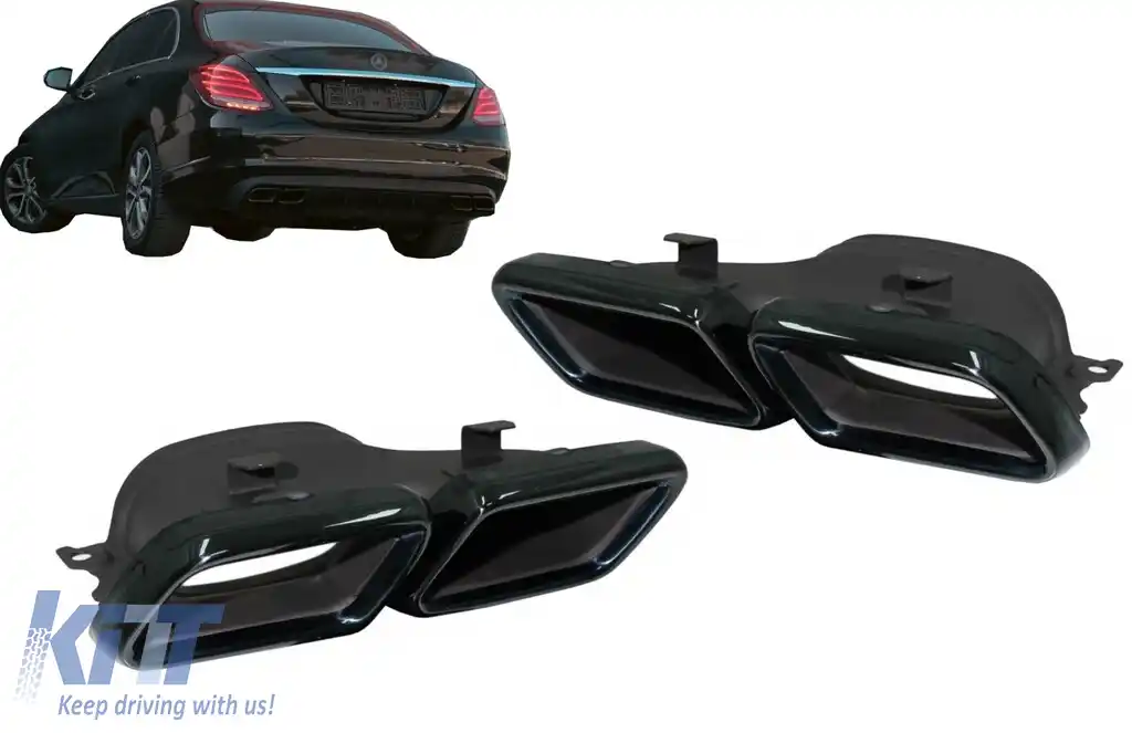 Ornamente tobe compatibil cu sistemul de evacuare Mercedes C-Class W205 S205 C205 A205 E-Class W213 S-Class W222 GLE C292 GLE W166 GLC W253 X253 C253 C217 (2014-up) Negru Emerald-image-6128335