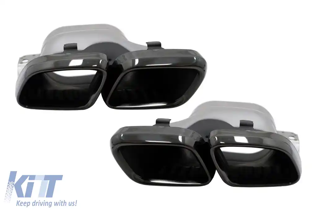 Ornamente tobe pentru sistemul de evacuare compatibil cu Mercedes C-Class W205 S205 C205 A205 C63 C63S Facelift (2019-up) Negru