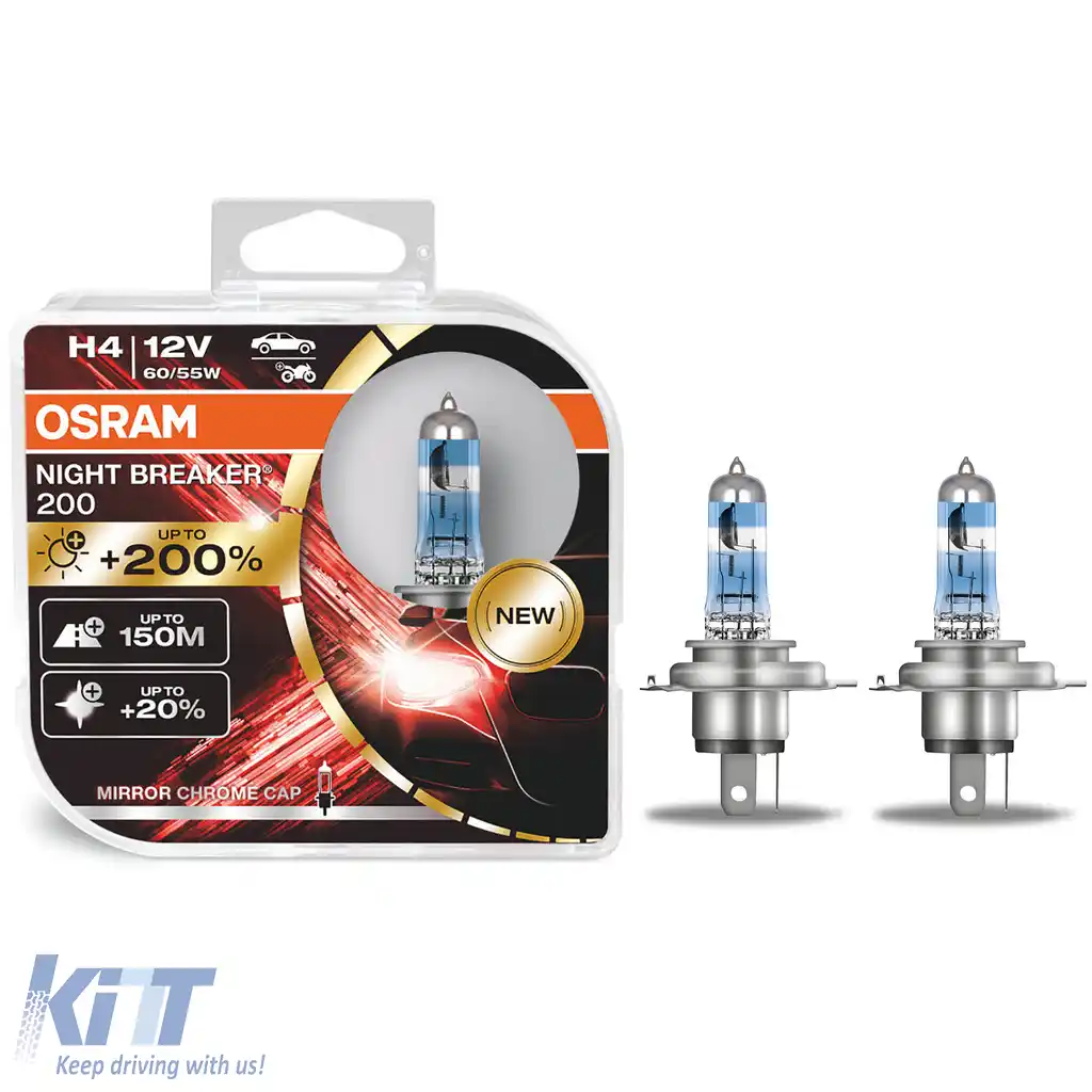 Osram H4 Night Breaker Laser 200 Generația următoare 200% mai MULTĂ LUMINĂ 2 bucăți