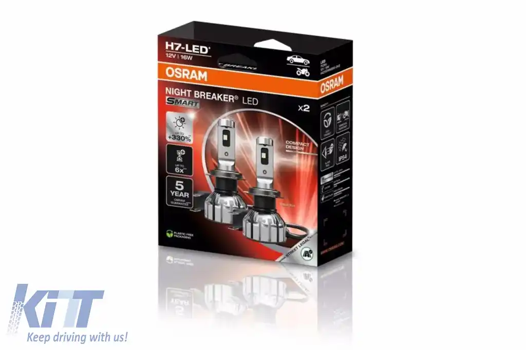 OSRAM NIGHT BREAKER H7 LED SMART 64210DWNBSM-2HB Set 2 Becuri Auto Moto Omologare RAR-image-6109324