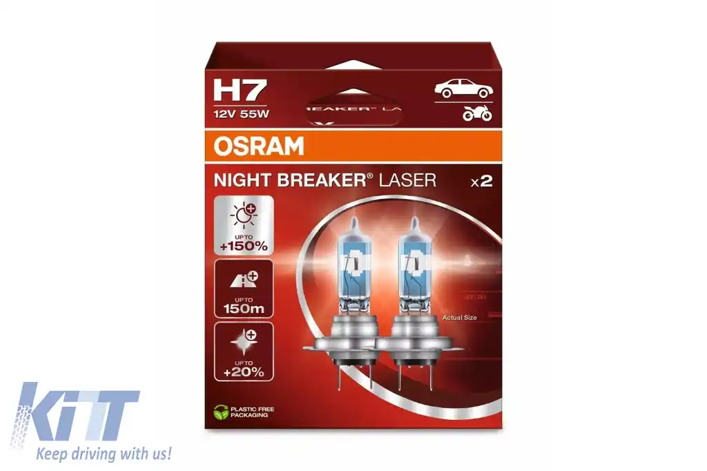 OSRAM NIGHT BREAKER LASER H7 Becuri Auto-Moto Halogen 64210NL-2HB H7 12V 55W (2 becuri)-image-6211451