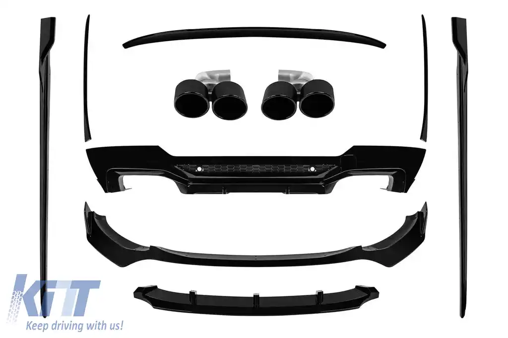 Pachet Aero tip Black Knight cu terminale potrivite pentru BMW X4 G02 2018-2021 pentru modelul cu pachet M, -00-00-, lac negru