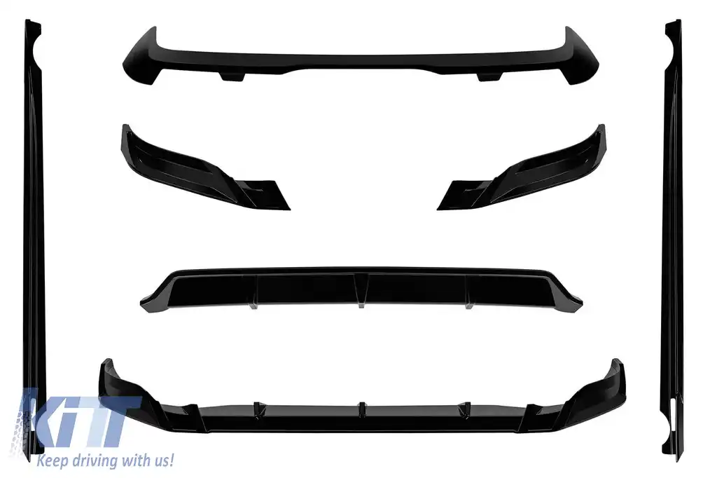 Pachet Aero tip Black Knight potrivit pentru BMW X7 G07 după 2023 pentru bare M, lac negru