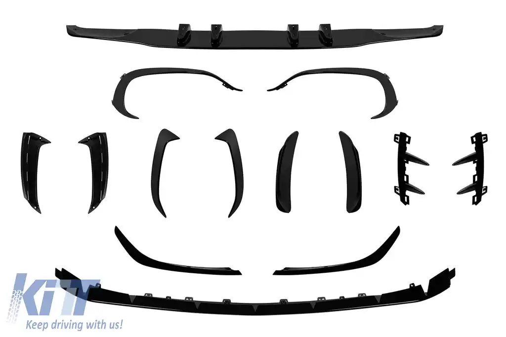 Pachet aerodinamic tip Brabus potrivit pentru Mercedes A-Class W177 după 2018, pentru modelul cu pachetul de fabrică A45AMG, lac negru