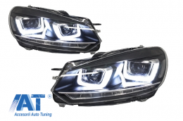 Pachet Complet Exterior compatibil cu VW Golf VI 6 MK6 (2008-2013) R20 Look cu Faruri LED si Stopuri Full LED Semnal Secvential Dinamic-image-6052263