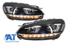 Pachet Complet Exterior compatibil cu VW Golf VI 6 MK6 (2008-2013) R20 Look cu Faruri LED si Stopuri Full LED Semnal Secvential Dinamic-image-6052266