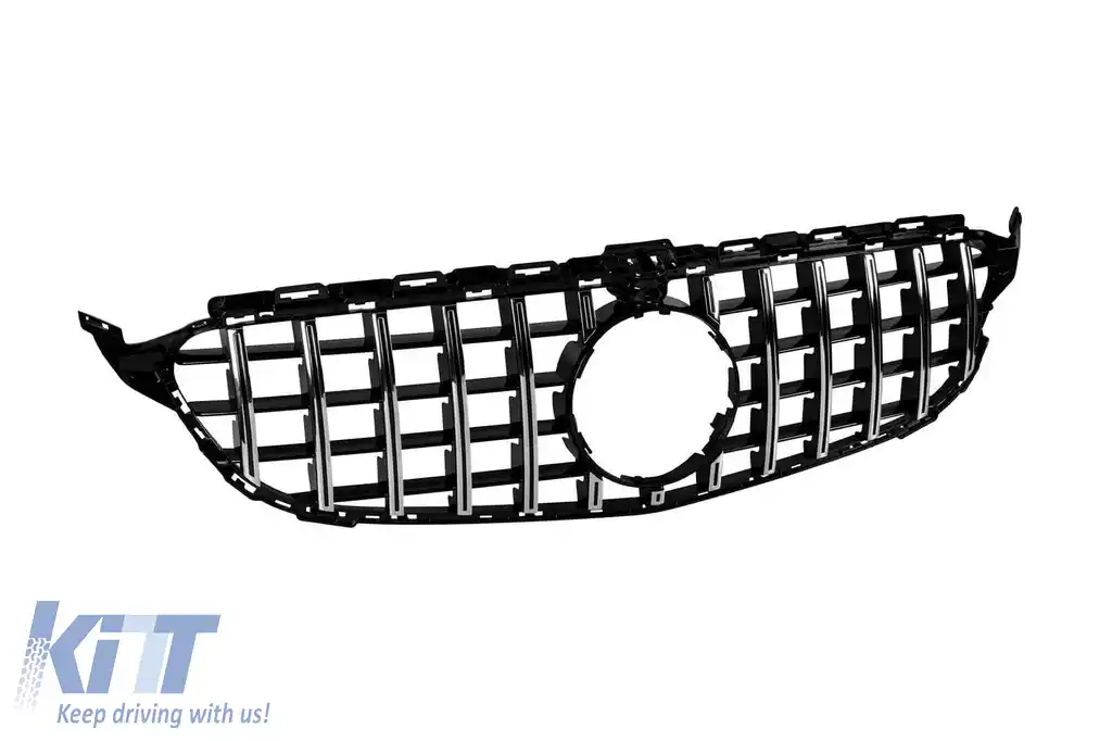 Pachet de tuning design A potrivit pentru Mercedes C-Class S205 break 2013-2018 cu grilă GT crom/negru și capete cromate-image-6151083