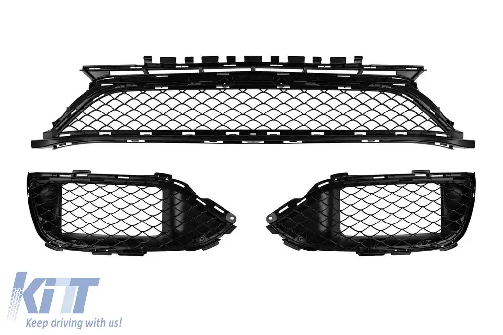 Pachet de tuning design A potrivit pentru Mercedes C-Class S205 break 2013-2018 cu grilă GT crom/negru și capete cromate-image-6151085