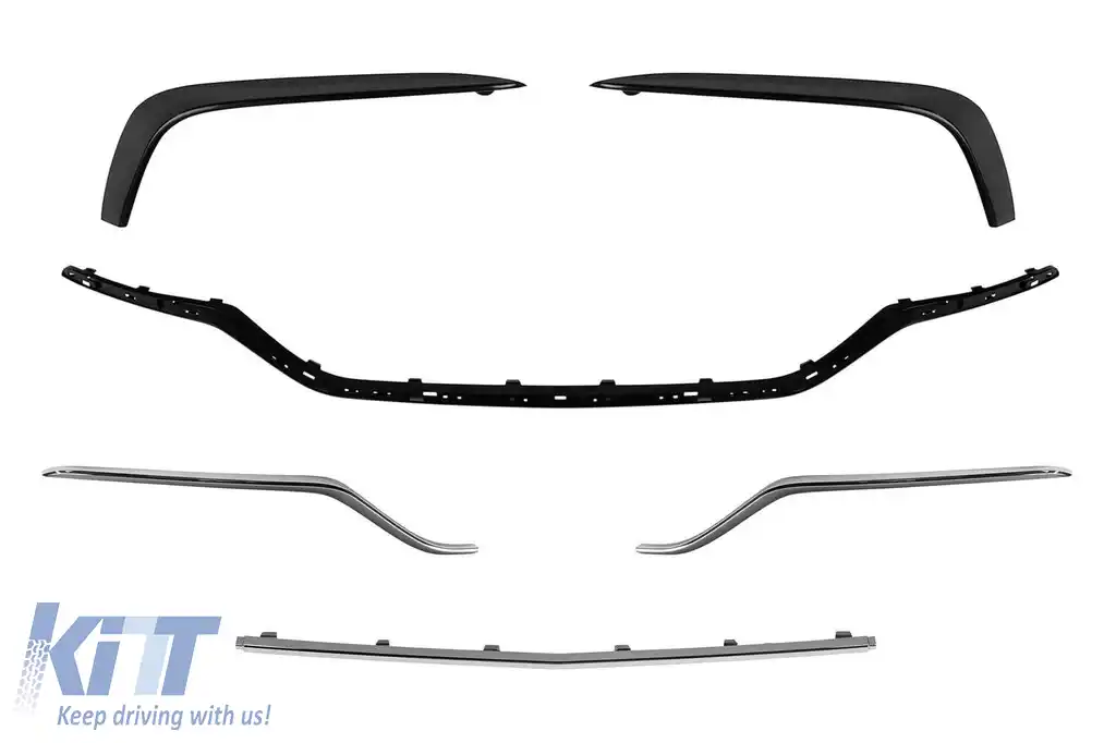 Pachet de tuning design A potrivit pentru Mercedes C-Class S205 break 2013-2018 cu grilă GT crom/negru și capete cromate-image-6151086