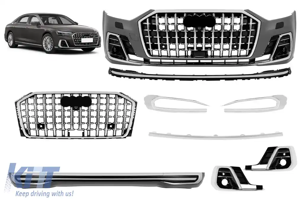 Pachet de tuning potrivit pentru Audi A8 D5 2017–2022 – Conversie la D5PA Horch (după 2023) cu elemente cromate – Nu este necesară înlocuirea farurilor sau a stopurilor